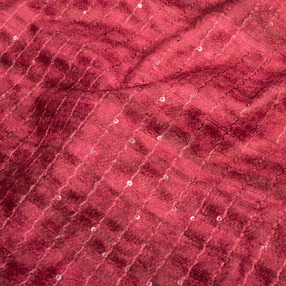 Sangria Red Textured Pattern Sequins Digital Print Superior Velvet Fabric (Width 58 Inches)