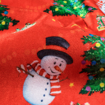 Red And Green Christmas Pattern Digital Print Velvet Fabric (Width 54 inches) - Fabcurate
