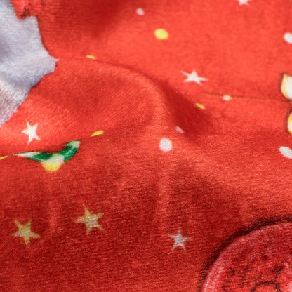 Red And Snow White Christmas Pattern Digital Print Velvet Fabric (Width 54 Inches) - Fabcurate
