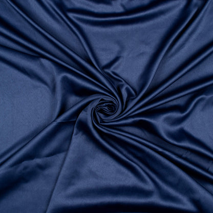 Navy Blue Plain Charmeuse Satin Fabric (Width 58 Inches)
