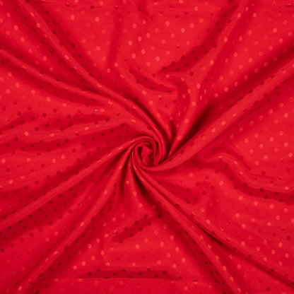 Chilli Red Plain Jacquard Booti Japan Satin Reversible Fabric (Width 58 Inches)