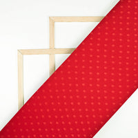Chilli Red Plain Jacquard Booti Japan Satin Reversible Fabric (Width 58 Inches)