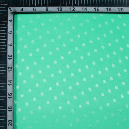 Aquamarine Plain Jacquard Booti Japan Satin Reversible Fabric (Width 58 Inches)