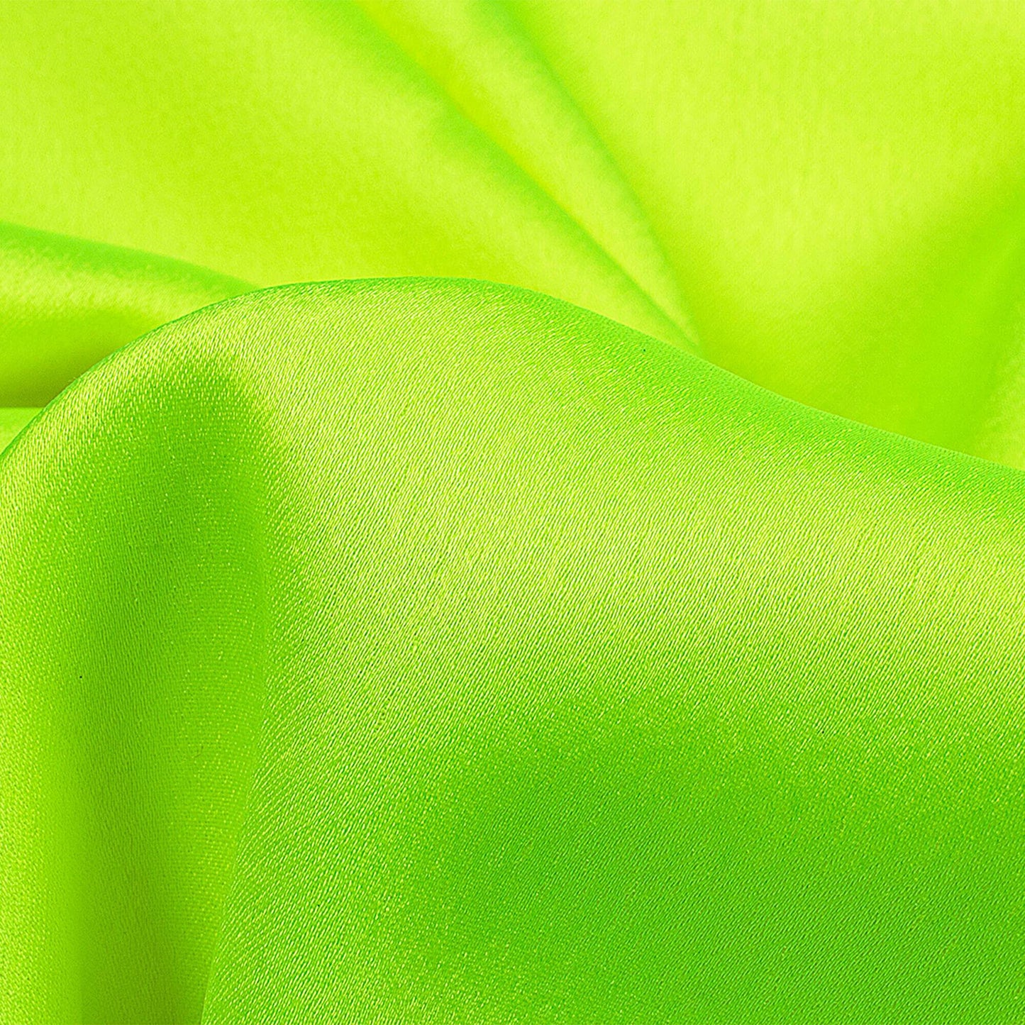 (Cut Piece 0.8 Mtr) Fluorescent Yellow Plain Neon Japan Satin Fabric