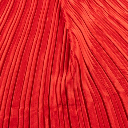 Chilli Red Plain Japan Satin Pleated Fabric