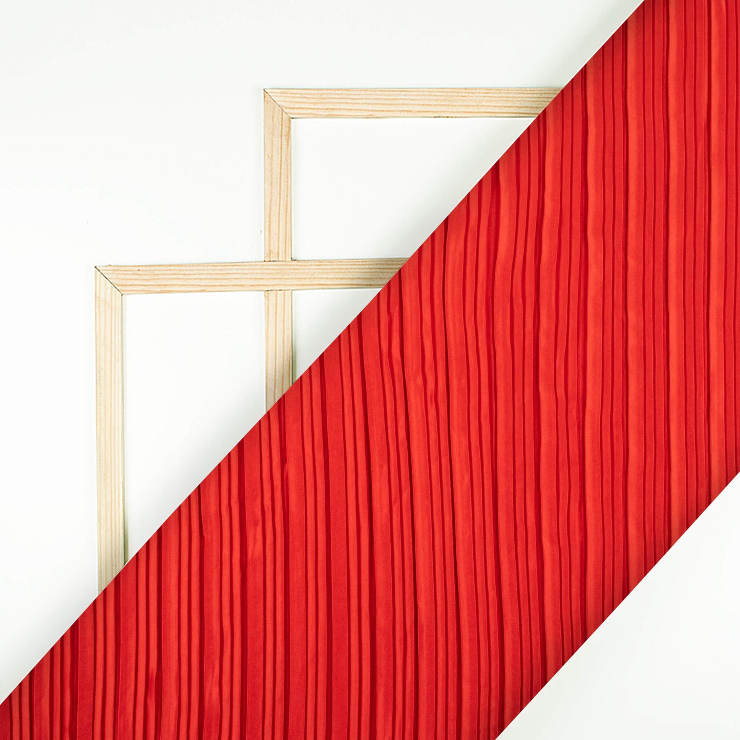 Chilli Red Plain Japan Satin Pleated Fabric
