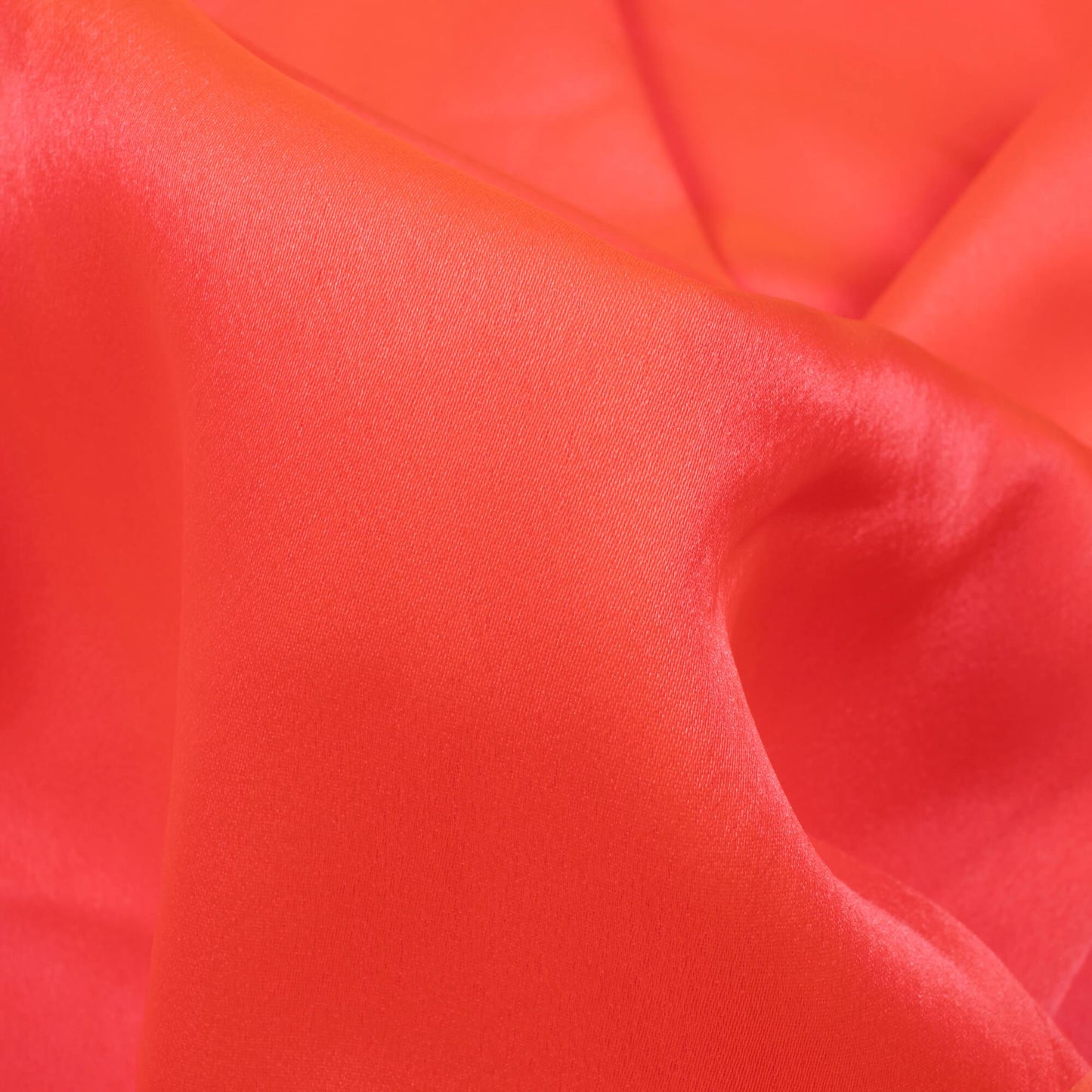 (Cut Piece 0.6 Mtr) Fluorescent Orange Plain Neon Japan Satin Fabric