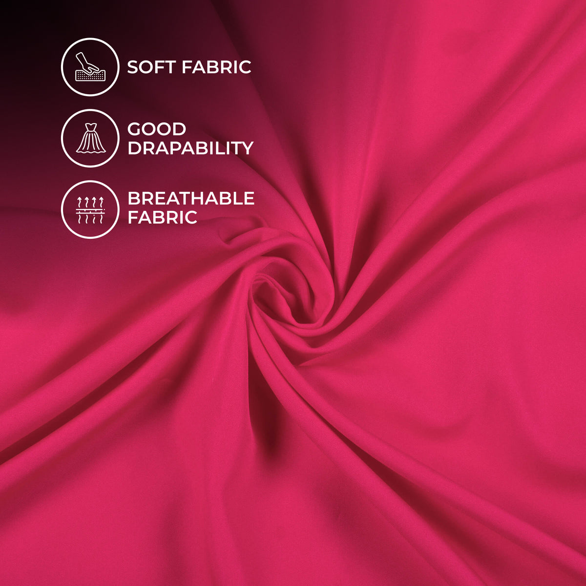 Dark Pink Plain Lining Butter Crepe Fabric