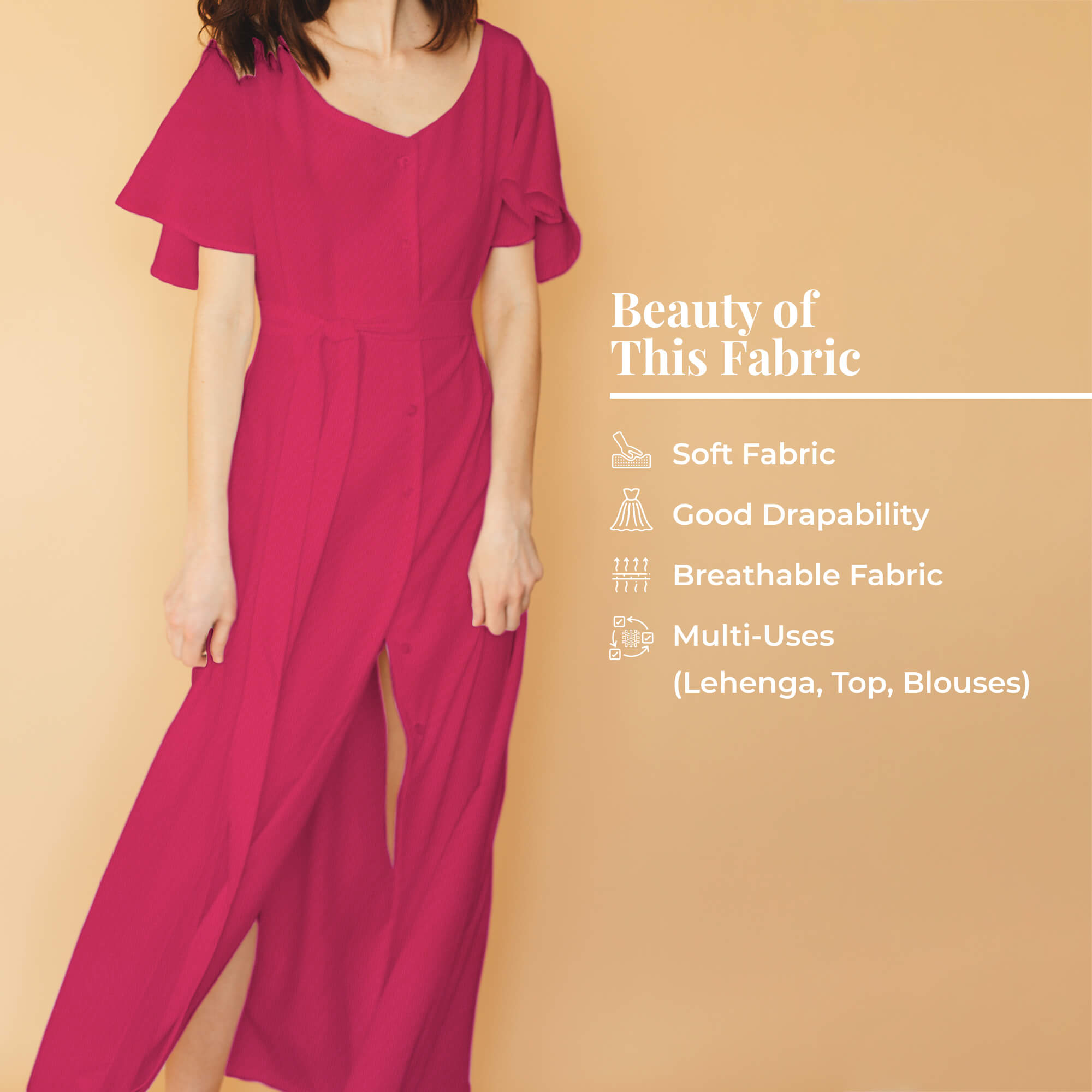 Buy Manggo Dress Crepe Fabric (Small) Red at Amazon.in