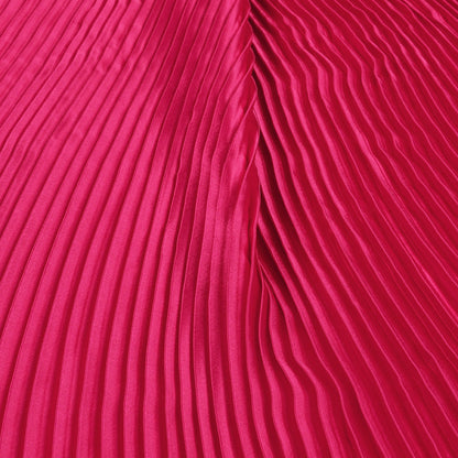 Cerise Pink Plain Japan Satin Pleated Fabric