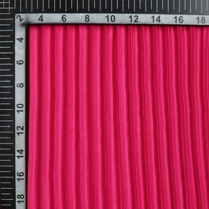 Cerise Pink Plain Japan Satin Pleated Fabric