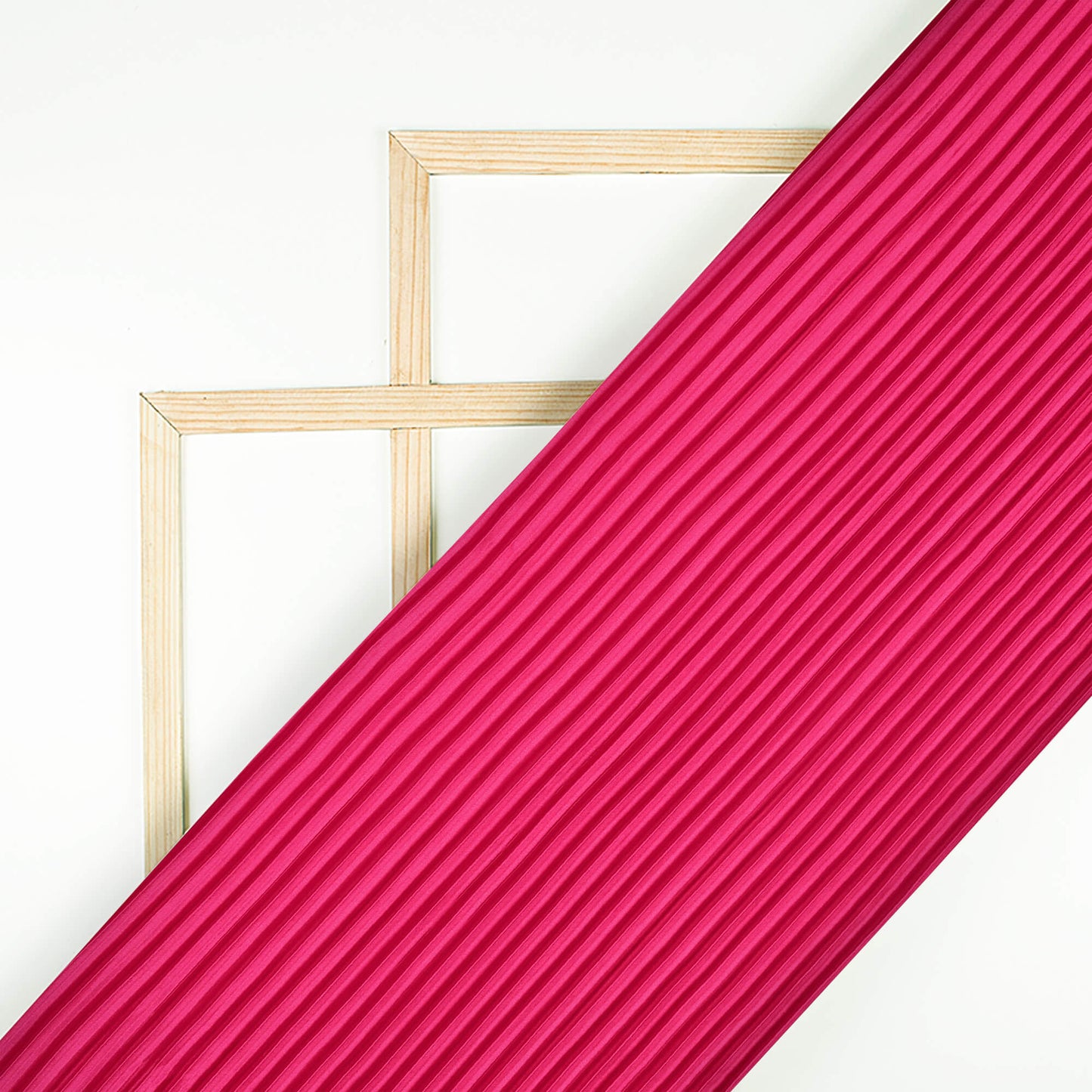 Cerise Pink Plain Japan Satin Pleated Fabric