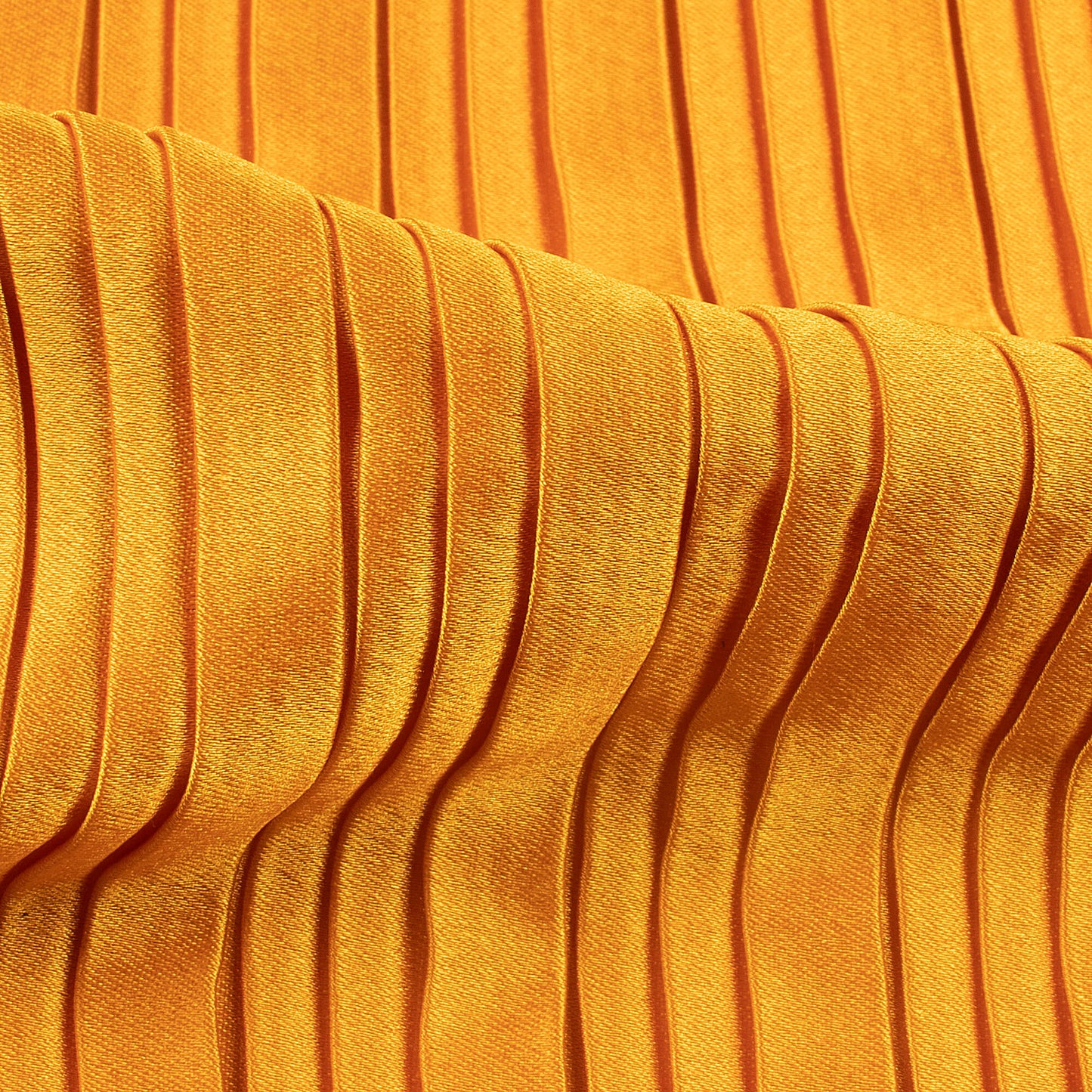 Mustard Yellow Plain Japan Satin Pleated Fabric