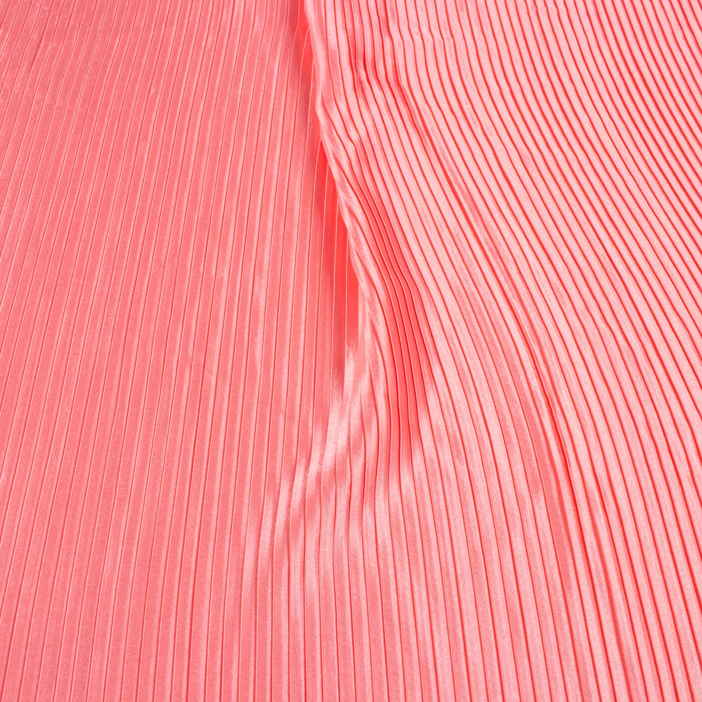 Salmon Pink Plain Japan Satin Pleated Fabric