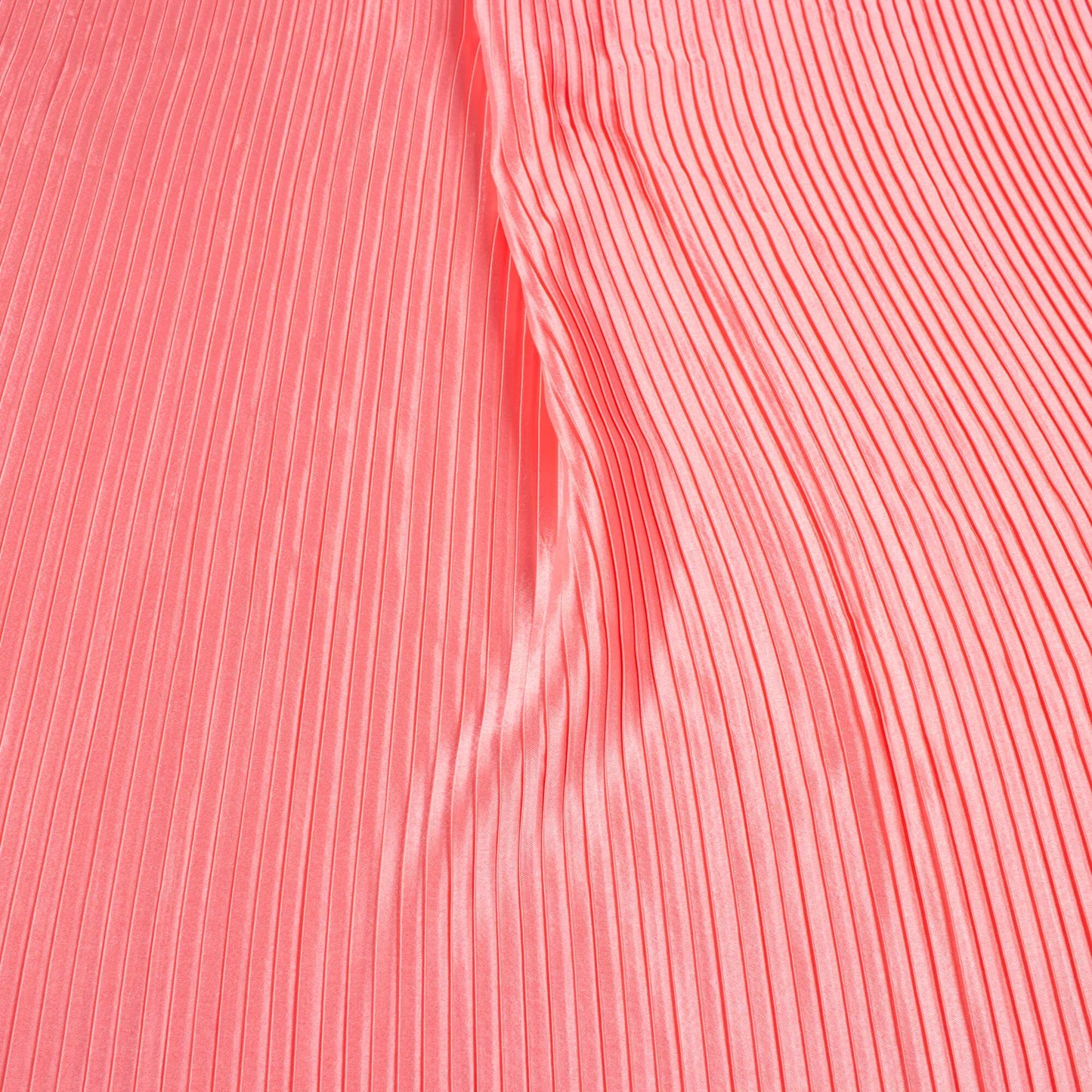 (Cut Piece 1.2 Mtr) Salmon Pink Plain Japan Satin Pleated Fabric