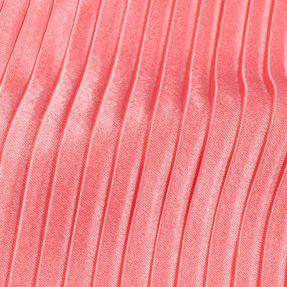 Salmon Pink Plain Japan Satin Pleated Fabric
