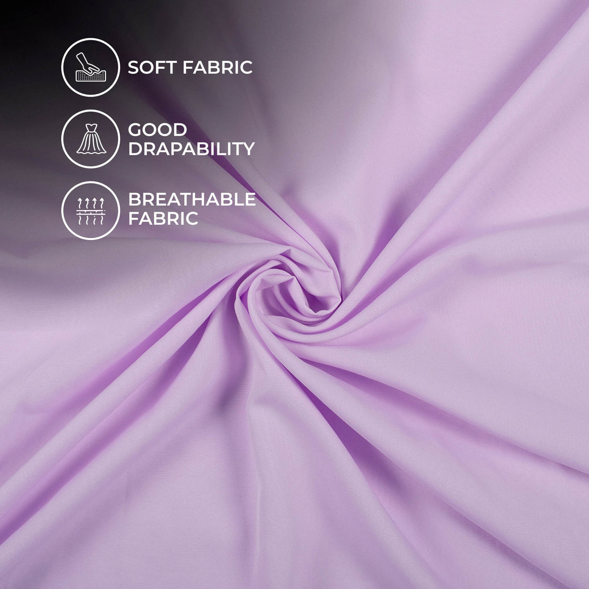 Lavneder Purple Plain Butter Crepe Fabric