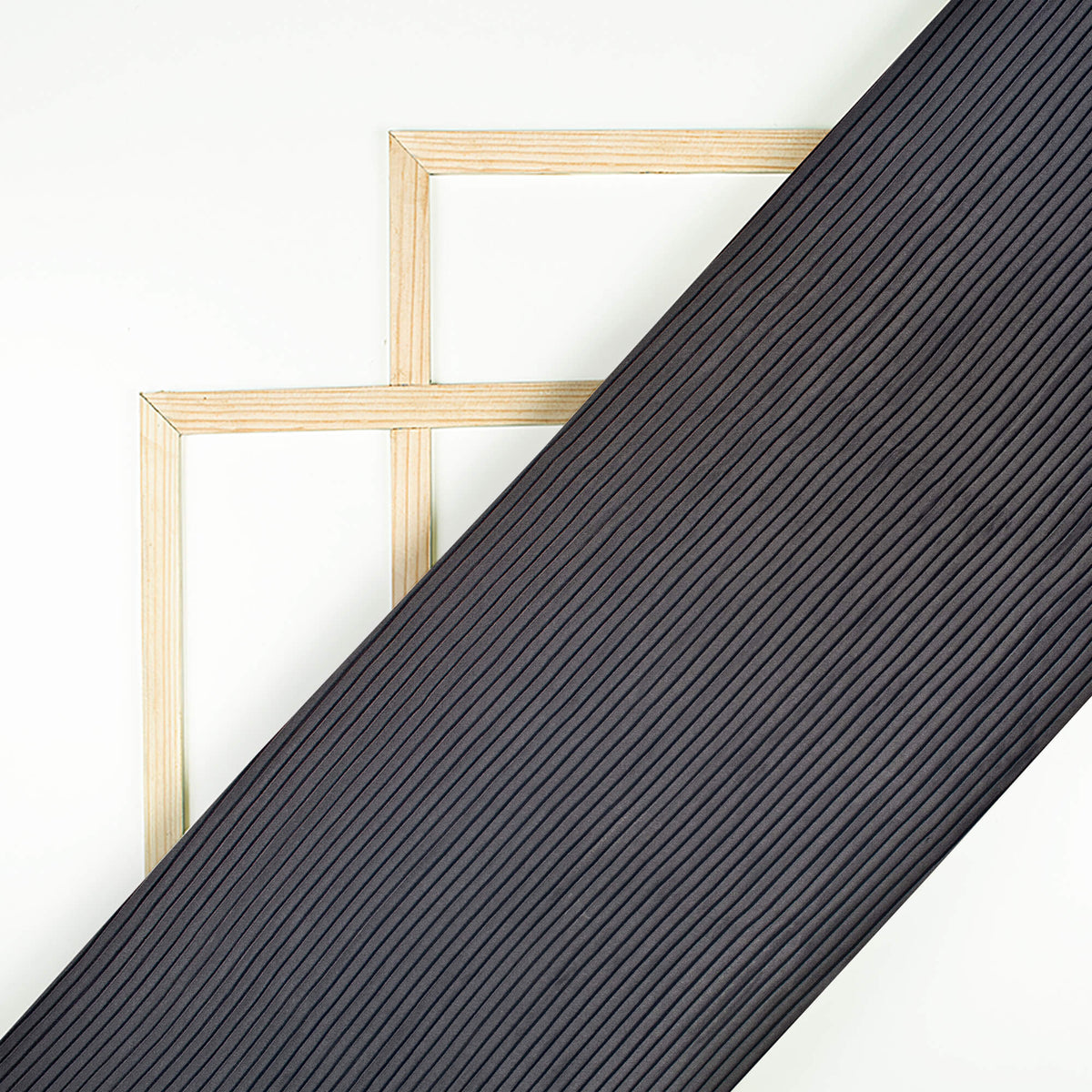Black Plain Japan Satin Pleated Fabric
