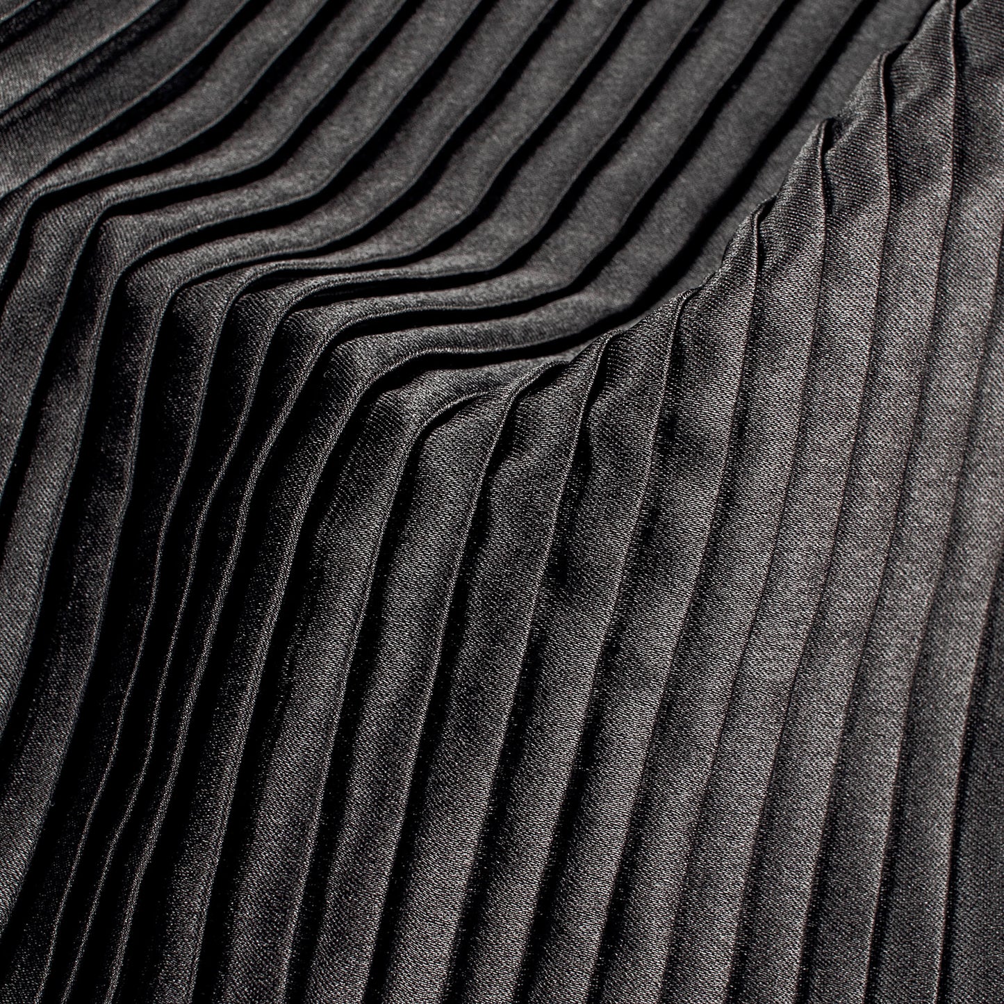 Black Plain Japan Satin Pleated Fabric