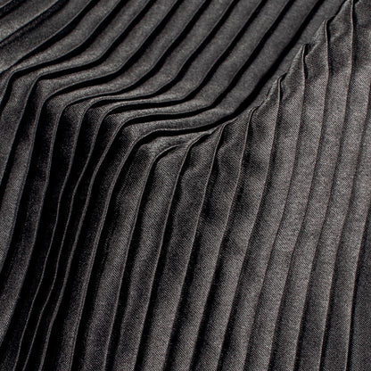 Black Plain Japan Satin Pleated Fabric