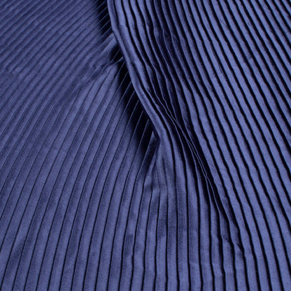 Navy Blue Plain Japan Satin Pleated Fabric