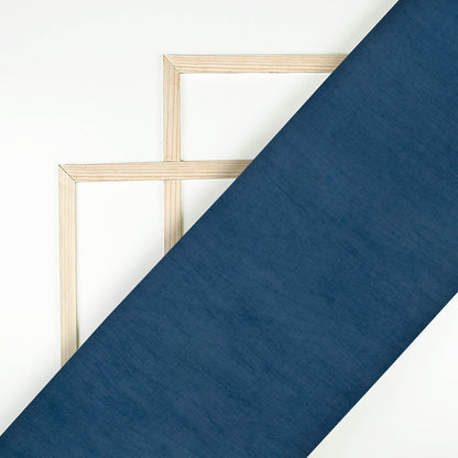 Prussian Blue Plain Viscose Paper Silk Fabric
