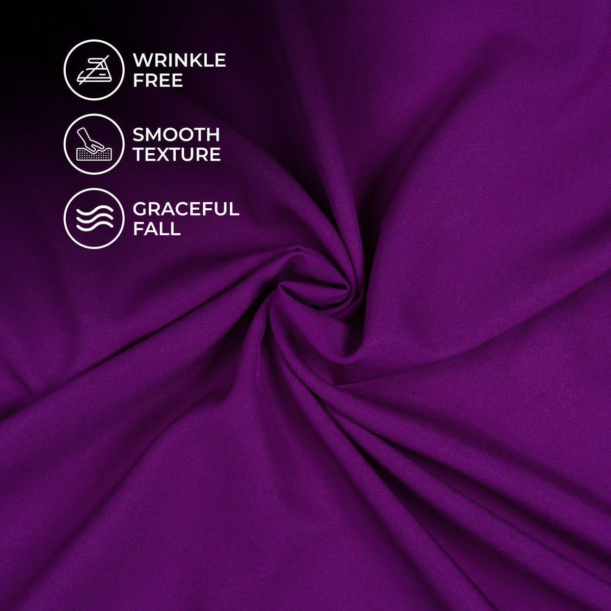 Dark Purple Plain Butter Crepe Fabric