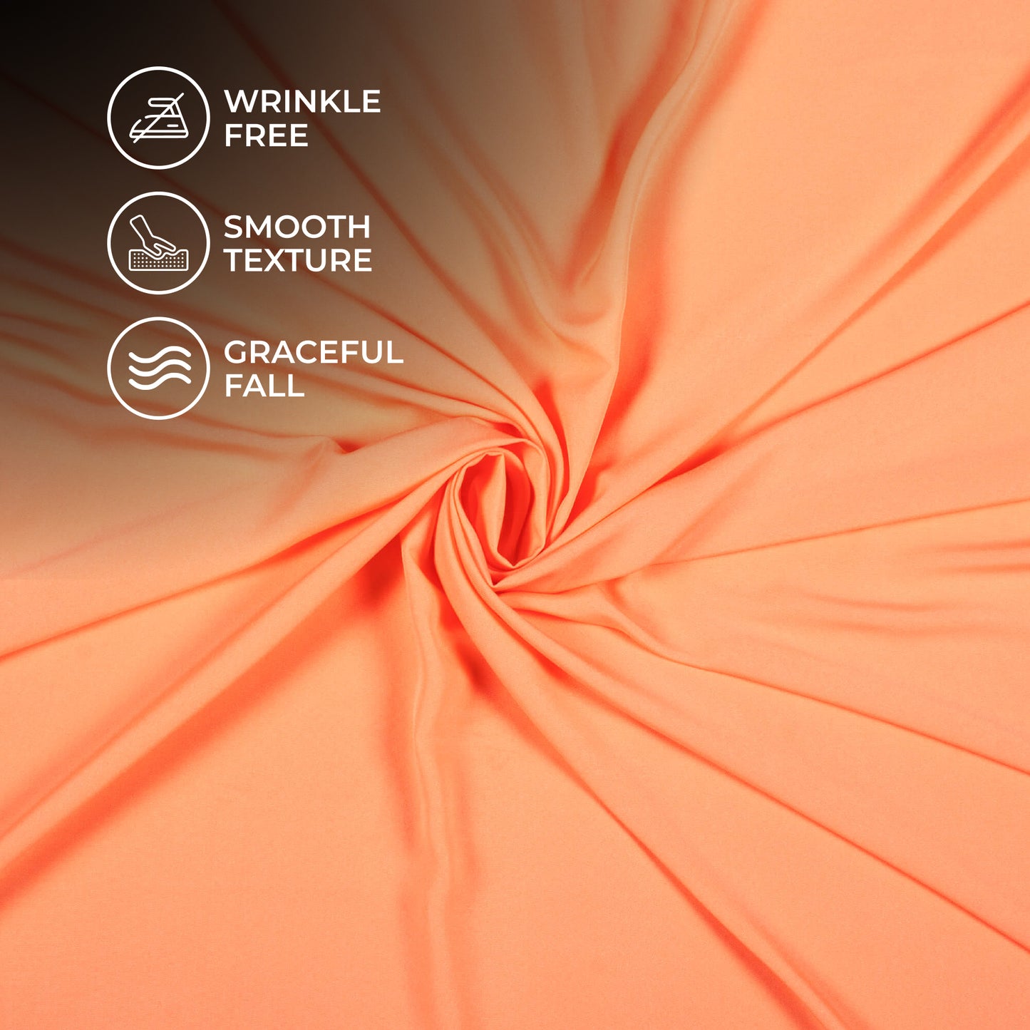 Salmon Orange Plain Butter Crepe Fabric