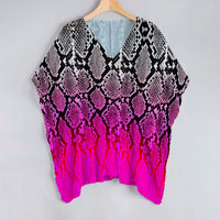 Pink And Black Animal Pattern Unstitched Georgette Kaftan