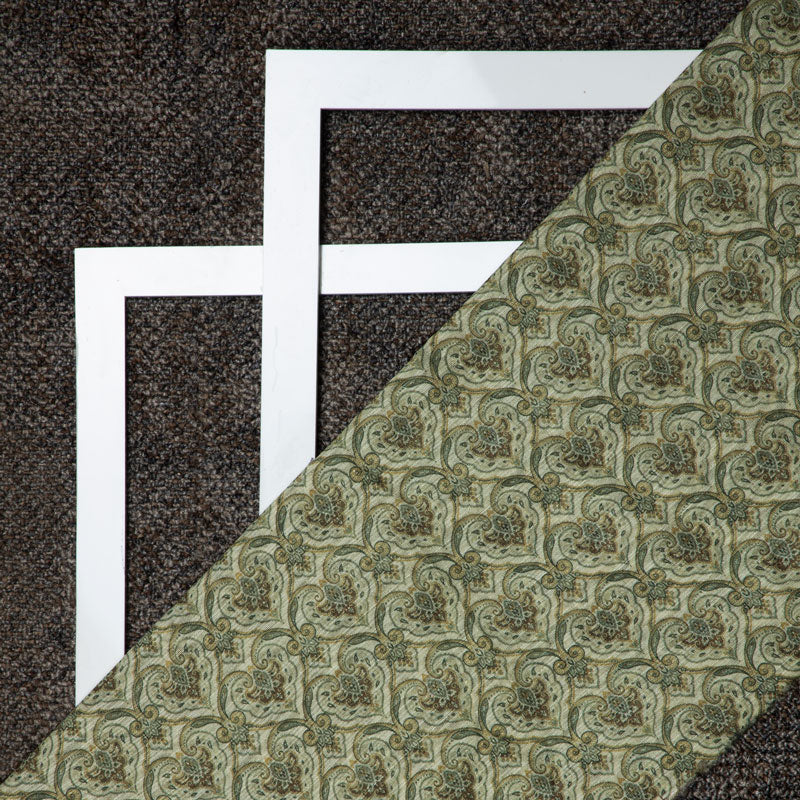 Green Silk Fabric With Ethnic Print