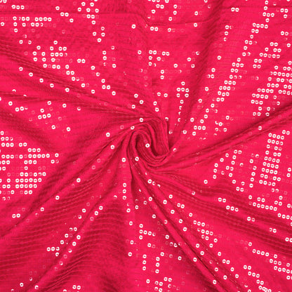 Cerise Pink All Over Premium Water Sequins Japan Satin Fabric