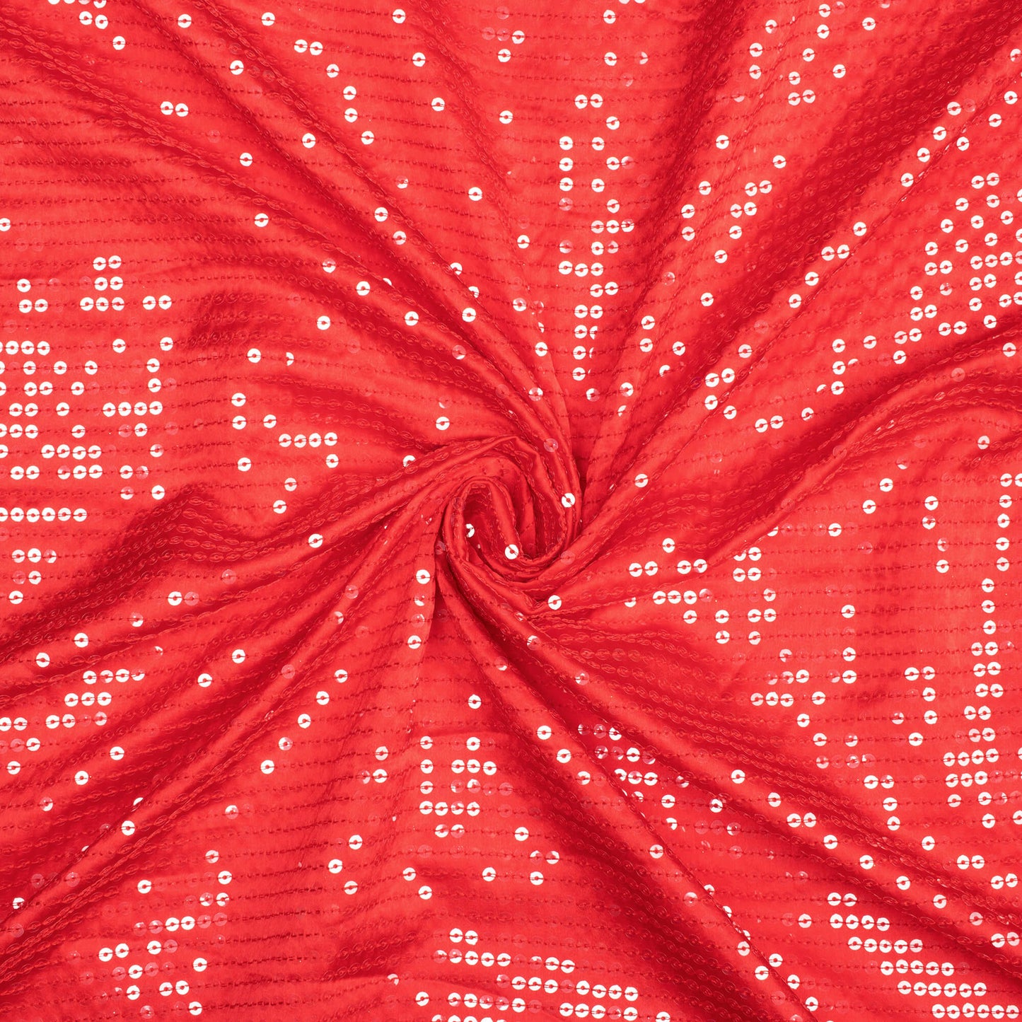 Chilli Red All Over Premium Water Sequins Japan Satin Fabric