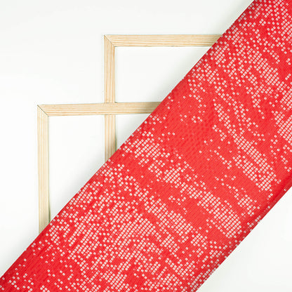 Chilli Red All Over Premium Water Sequins Japan Satin Fabric