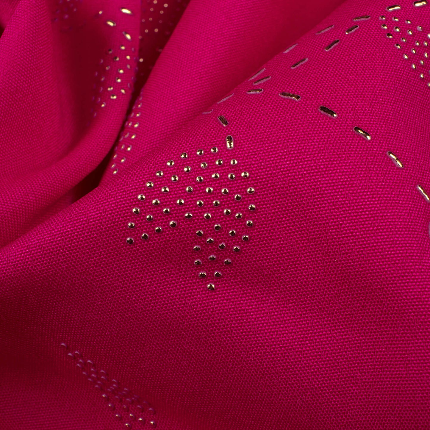 Cerise Pink Floral Golden Dew Drops Butter Crepe Fabric