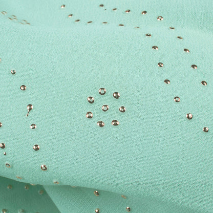 Mint Green Leheriya Golden Dew Drops Georgette Fabric
