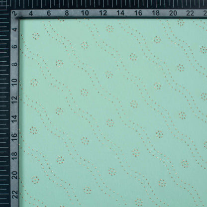 Mint Green Leheriya Golden Dew Drops Georgette Fabric