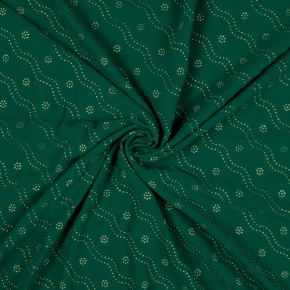 Sacramento Green Leheriya Golden Dew Drops Georgette Fabric