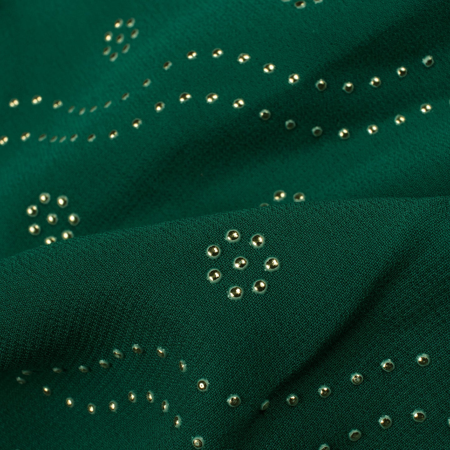 Sacramento Green Leheriya Golden Dew Drops Georgette Fabric