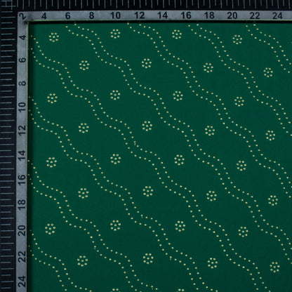 Sacramento Green Leheriya Golden Dew Drops Georgette Fabric