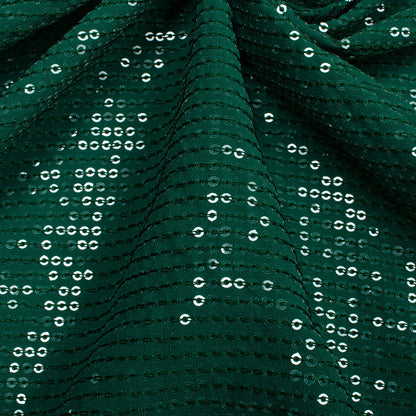 Sacramento Green All Over Premium Water Sequins Georgette Fabric