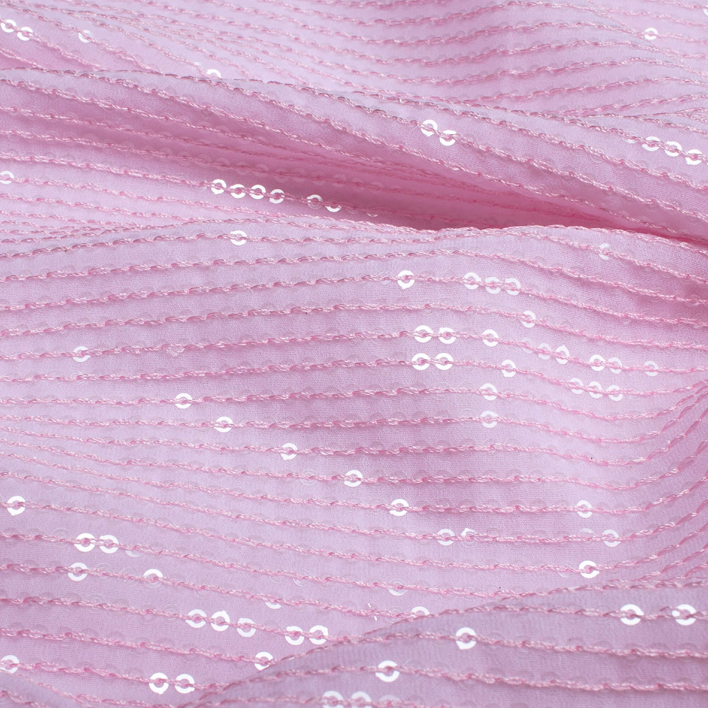 Lace Pink All Over Premium Water Sequins Georgette Fabric