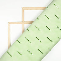 Tea Green Stripes Patten Sequins Embroidery Georgette Fabric