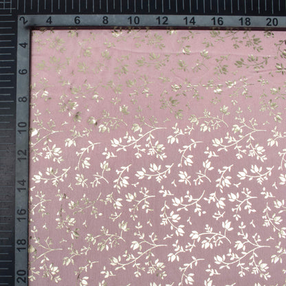 Baby Pink Floral Pattern Golden Foil Print Japan Satin Fabric