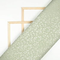 Tea Green Floral Pattern Golden Foil Print Japan Satin Fabric