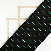 Black And Green Stripes Pattern Sequins Embroidery Georgette Fabric
