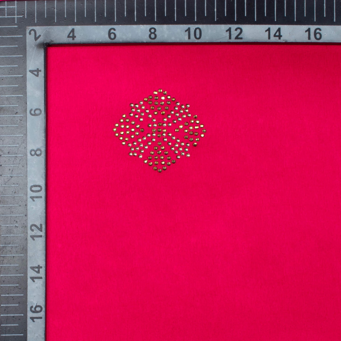 Cerise Pink Geometric Premium Swarovski Hand Work Japan Satin Fabric