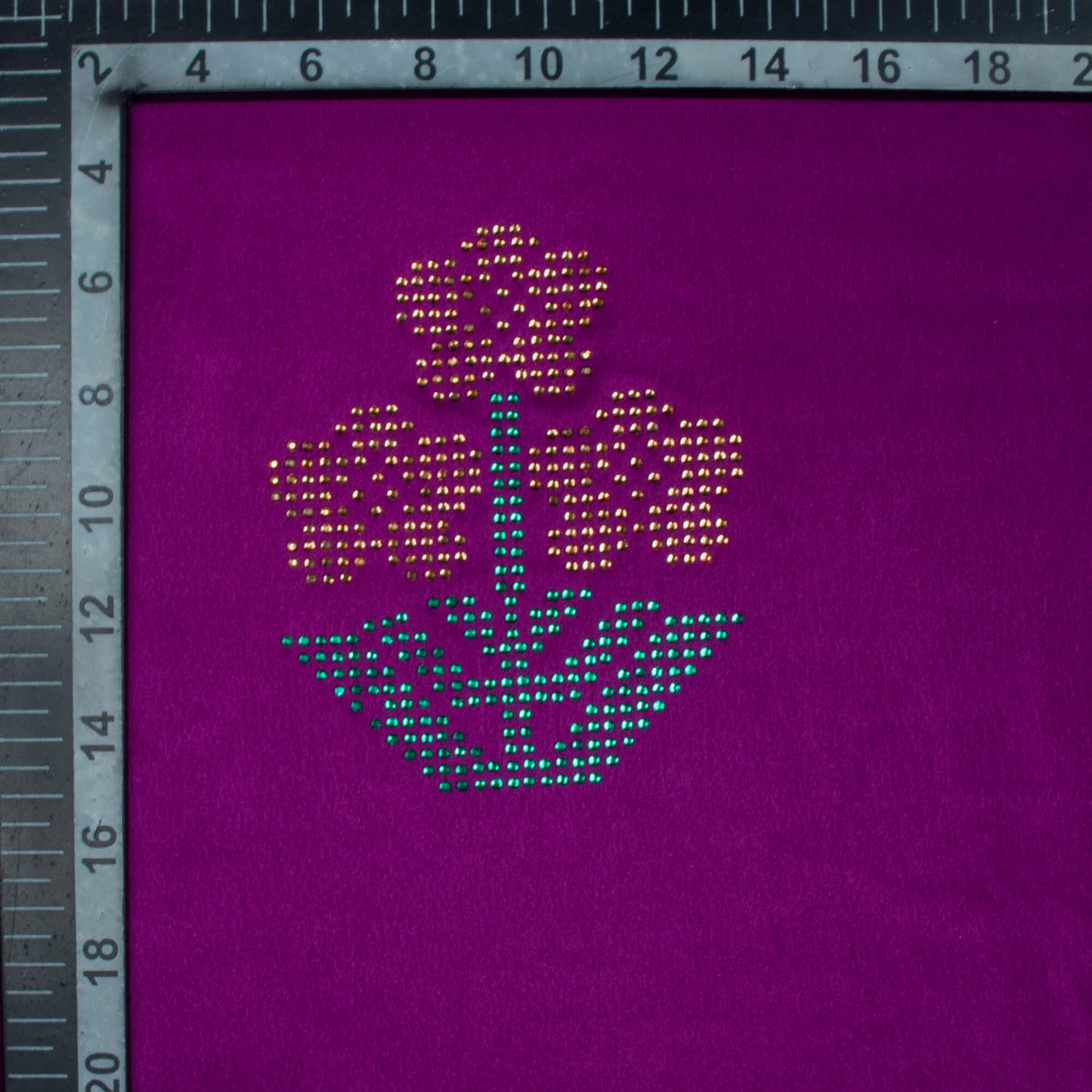Wine Purple Floral Premium Swarovski Hand Work Japan Satin Fabric