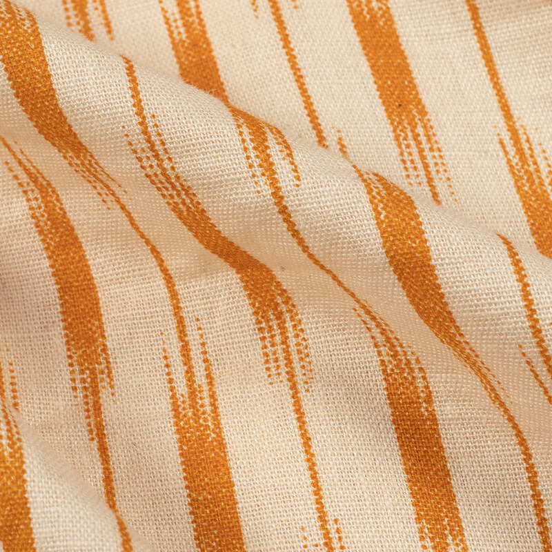 Mustard And Cream Ikat Pattern Screen Print Cotton By Linen Fabric - Fabcurate
