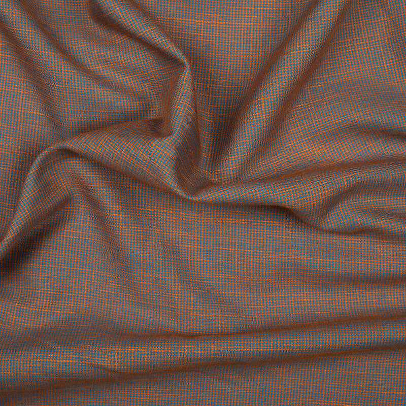 Royal Blue And Orange Chambray Rayon Slub Fabric - Fabcurate
