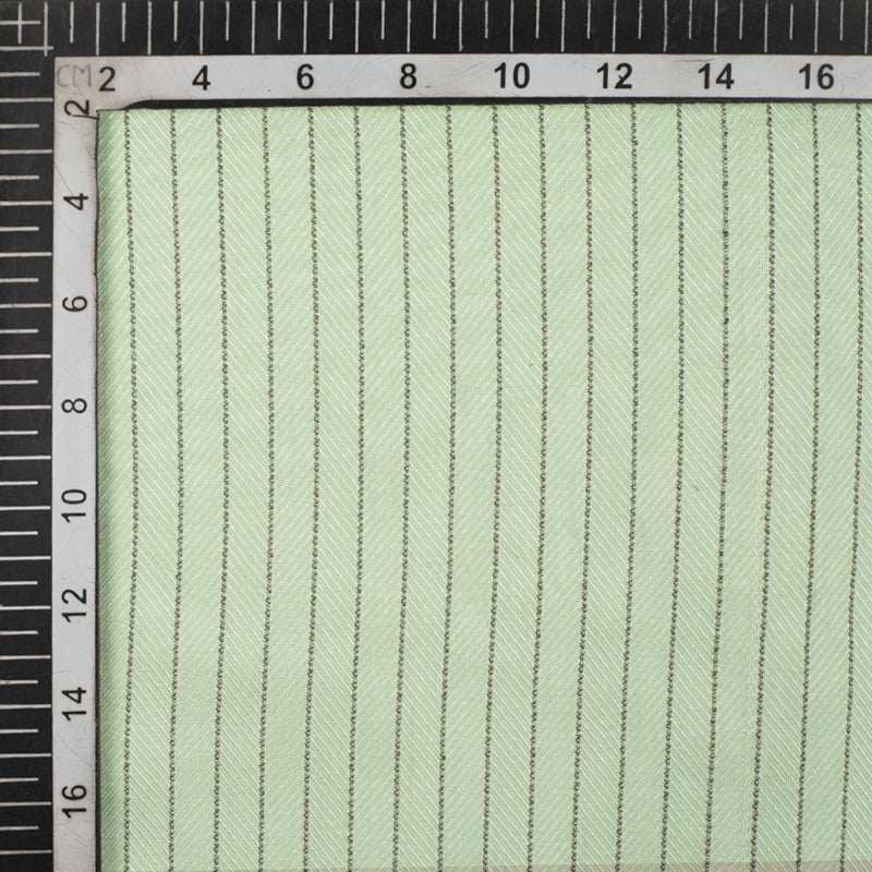 Powder Green Stripes Dobby Rayon Fabric - Fabcurate